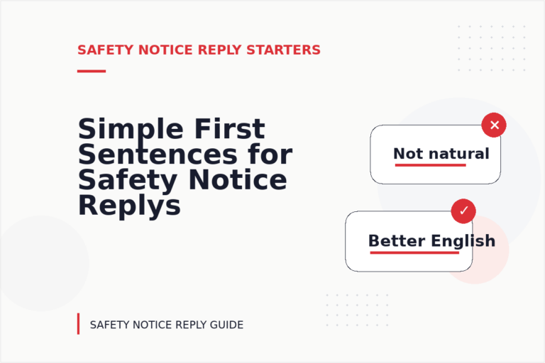 Simple First Sentences for Safety Notice Replys