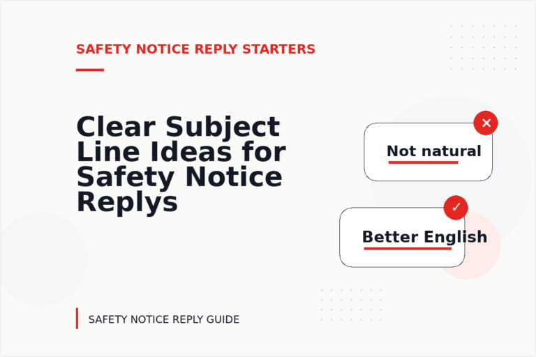Clear Subject Line Ideas for Safety Notice Replys Clear Subject Line Ideas for Safety Notice Replys