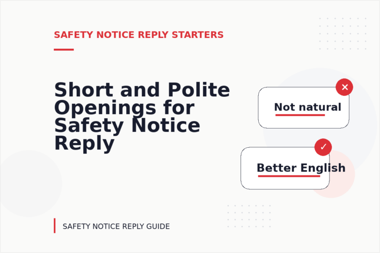 Short and Polite Openings for Safety Notice Reply English