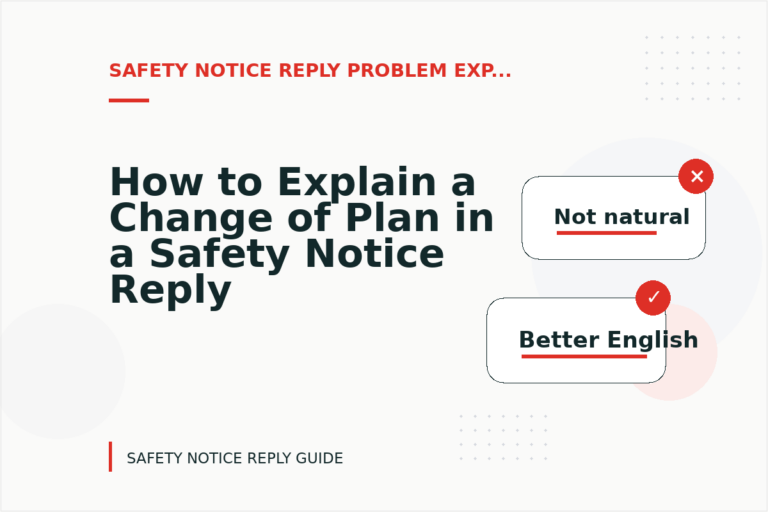 How to Explain a Change of Plan in a Safety Notice Reply How to Explain a Change of Plan in a Safety Notice Reply