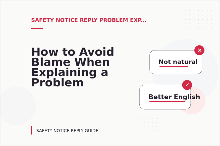 How to Avoid Blame When Explaining a Problem in Safety Notice Reply English