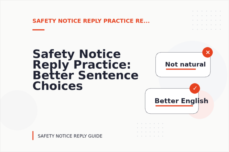 Safety Notice Reply Practice: Better Sentence Choices