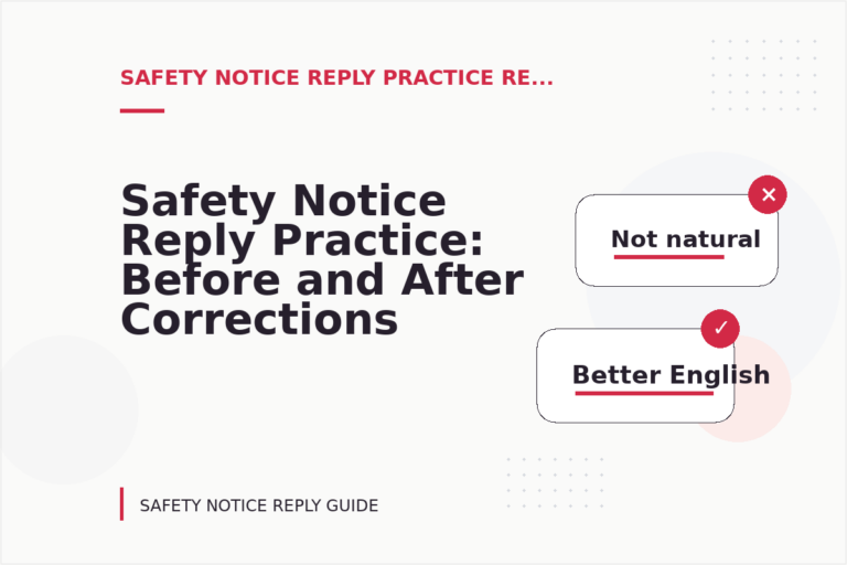 Safety Notice Reply Practice: Before and After Corrections Safety Notice Reply Practice: Before and After Corrections
